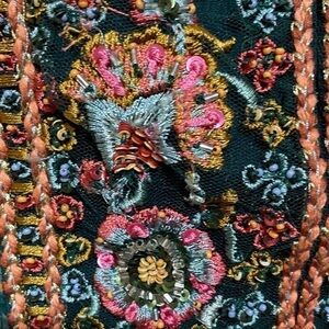 Soft Surroundings Blue and Cream Embroidered Fabric